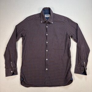 Agave Prepster Flannel Shirt‎ Men S Brown Windowpane Plaid Cotton Button Down